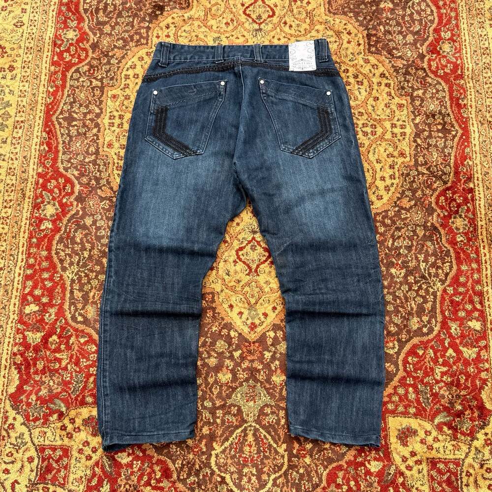 Montero Jeans Dark Wash Plaid Lined Y2K Denim Pants 34 hemmed